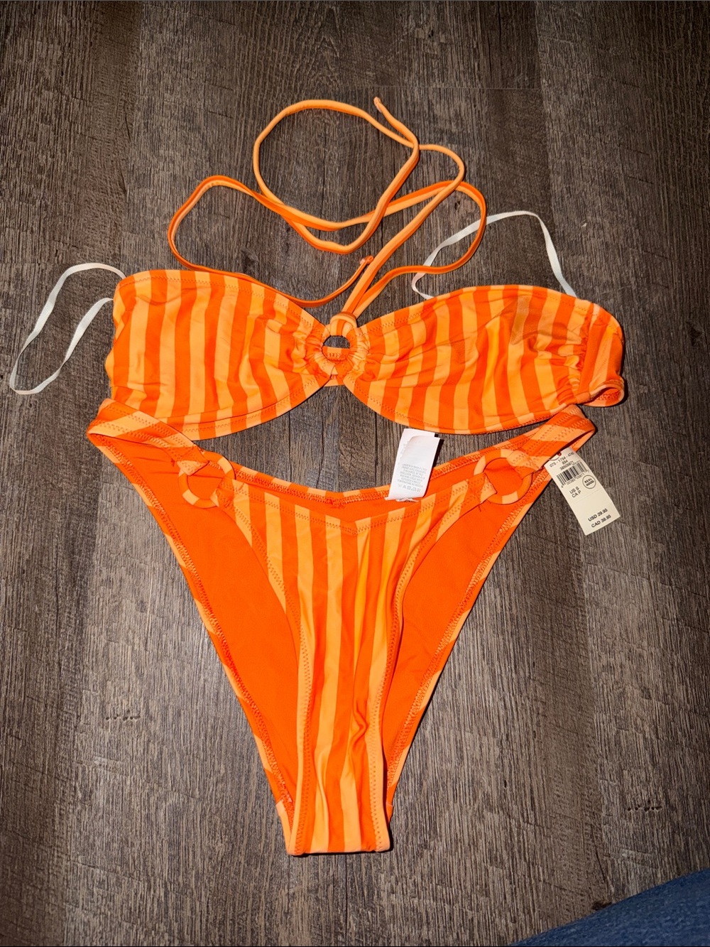 aerie Orange Striped Bikini Set